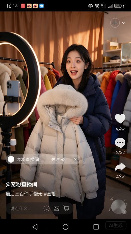 直播智能切片效果示意:直播间竖屏